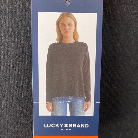 (CLEAR OUT PRICE!) Lucky Brand Womens Wrinkle Free Sweatshirt Top Black XXL - Picture 3 of 9